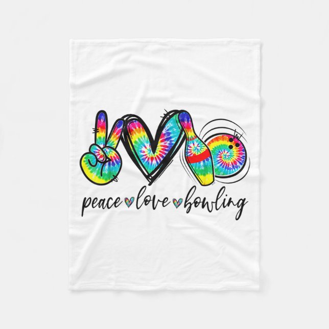 Manta Polar Peace Love Bowling Tie Dye Funny Bowling Lovers  (Anverso)