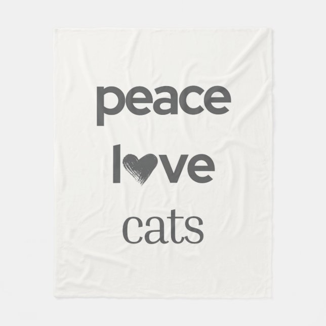 Manta Polar Peace Love Cats | Cat Mom Lover Modern Home Decor (Anverso)