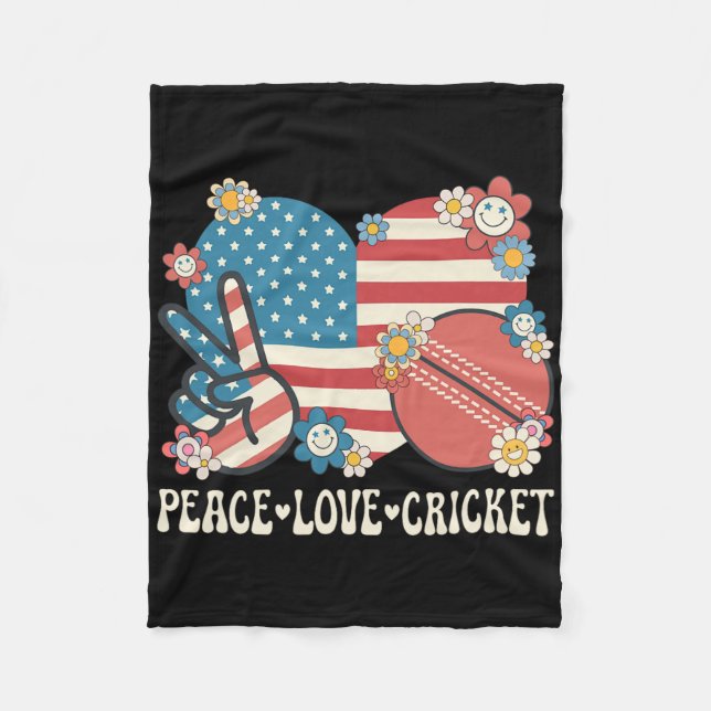 Manta Polar Peace Love Cricket Lover American Flag Patriotic C (Anverso)