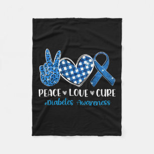 Manta Polar Peace Love Cure Gray Blue Ribbon Diabetes Awares