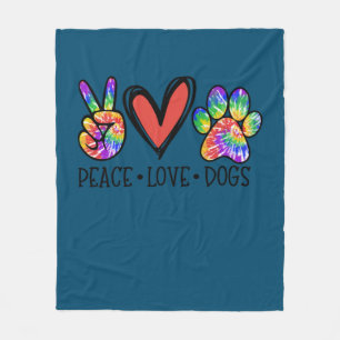 Manta Polar Peace Love Dogs Paws Tie Dye Rainbow Animal Rescue