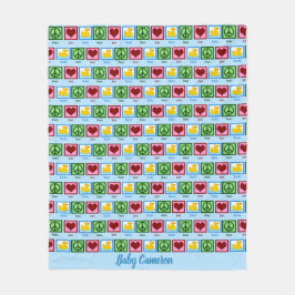 Manta Polar Peace Love Ducks Personalizado lindo bebé