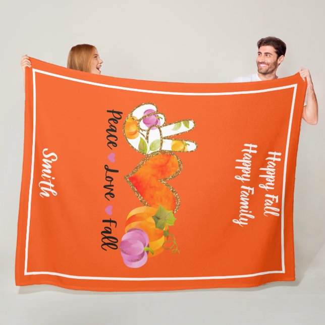 Manta Polar Peace Love Fall Personalizado de otoño texto y col (In situ)