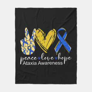 Manta Polar Peace Love Hope Ataxia Awareness Shirt Blue Ribbon