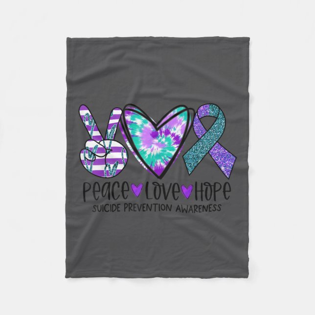 Manta Polar Peace Love Hope Suicide Prevention Awareness Tie-d (Anverso)