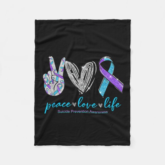 Manta Polar Peace Love Life Suicide Prevention Awareness Heart (Anverso)