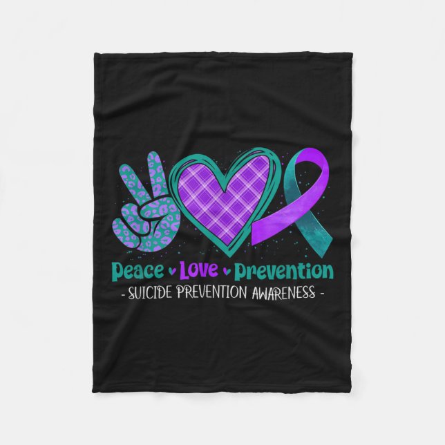 Manta Polar Peace Love Life Suicide Prevention Awareness Purpl (Anverso)