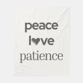 Manta Polar Peace Love Patience - Cozy Calm Modern Lifestyle