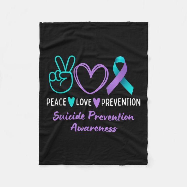 Manta Polar Peace Love Prevention Suicide Awareness Teal Purpl (Anverso)