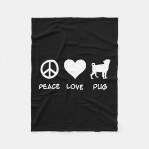 Manta Polar Peace Love Pug Regalo de los amantes del perro d