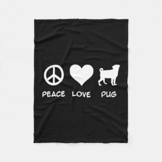 Manta Polar Peace Love Pug | Regalo de los amantes del perro d