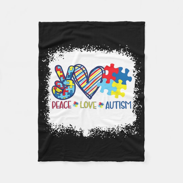 Manta Polar Peace Love Ribbon Autism Awareness Accept Love Und (Anverso)