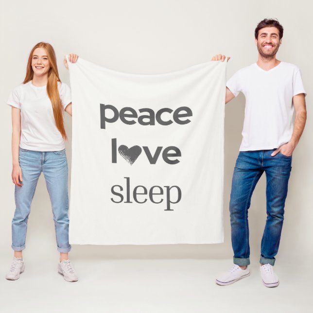 Manta Polar Peace Love Sleep -Cozy Comfy Calm Modern Lifestyle (In situ)