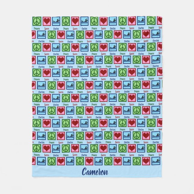 Manta Polar Peace Love Swimming Personalizado Team (Anverso)