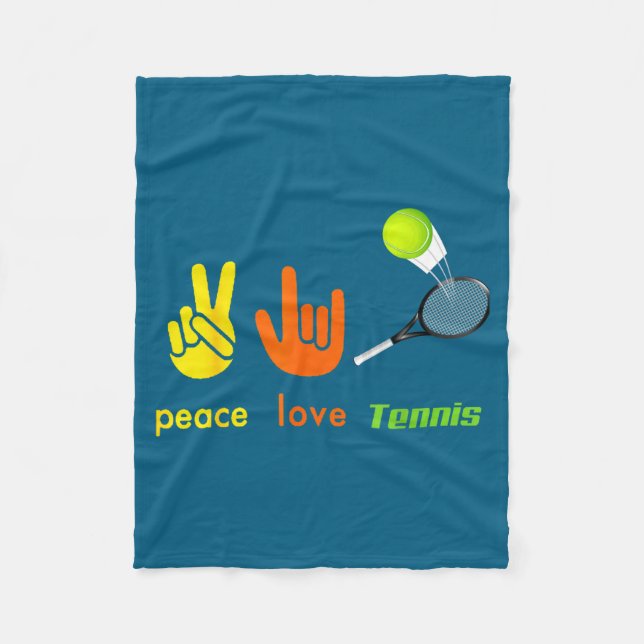 Manta Polar Peace Love Tennis Funny Tennis Lovers Hand Sign De (Anverso)