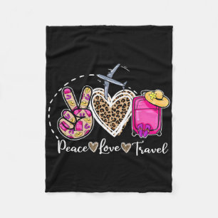 Manta Polar Peace Love Travel Retro Summer Vacation Family Mat