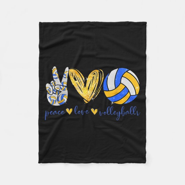 Manta Polar Peace Love Volleyball Retro Art Volleyball Player  (Anverso)