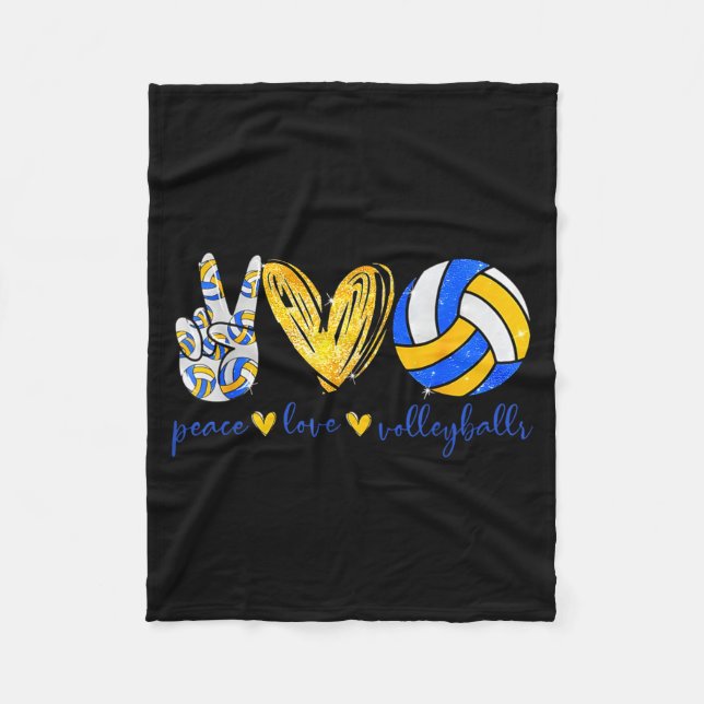 Manta Polar Peace Love Volleyball Retro Art Volleyball Player  (Anverso)