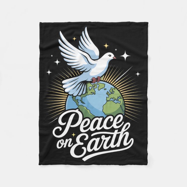 Manta Polar Peace On Earth Dove And Globe Faith Christmas  (Anverso)