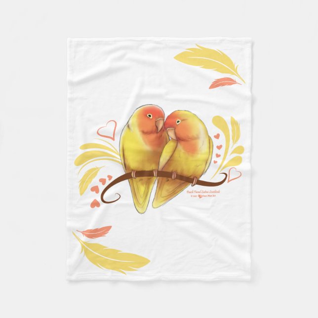 Manta Polar Peach Faced Lutino Lovebirds (Anverso)