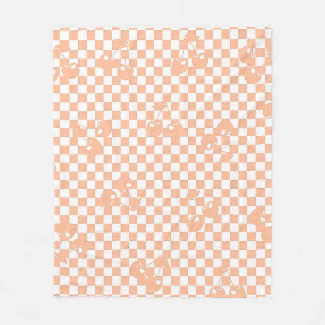 Manta Polar Peach Fuzz Cherry Gingham Pattern (Anverso)