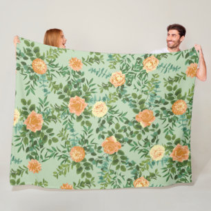Manta Polar Peach & Light Green Peony y Rosa Boda Floral