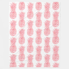 Manta Polar Peach Naranja Pink Acuarela Tropical Pineápica