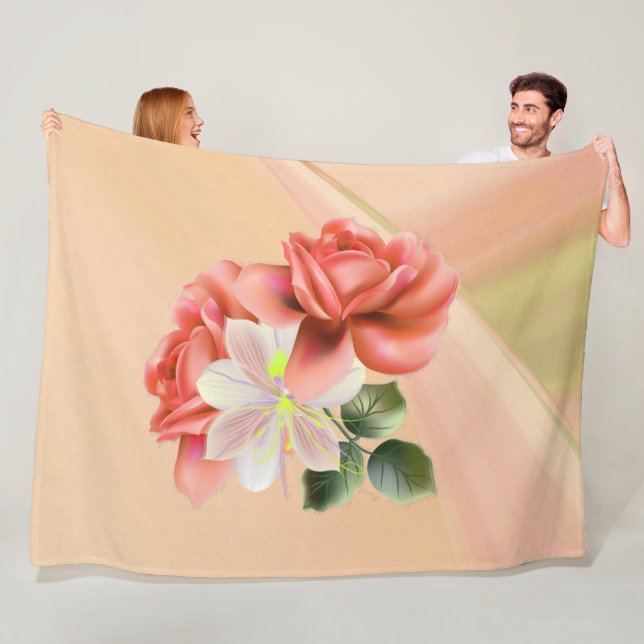Manta Polar Peach Peonies y Ghost Orchid (In situ)