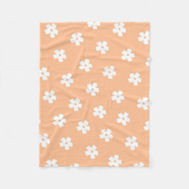 Manta Polar Peach White Tropical Floral Botánica Spring Summe