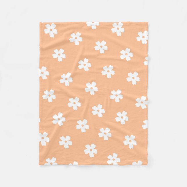 Manta Polar Peach White Tropical Floral Botánica Spring Summe (Anverso)