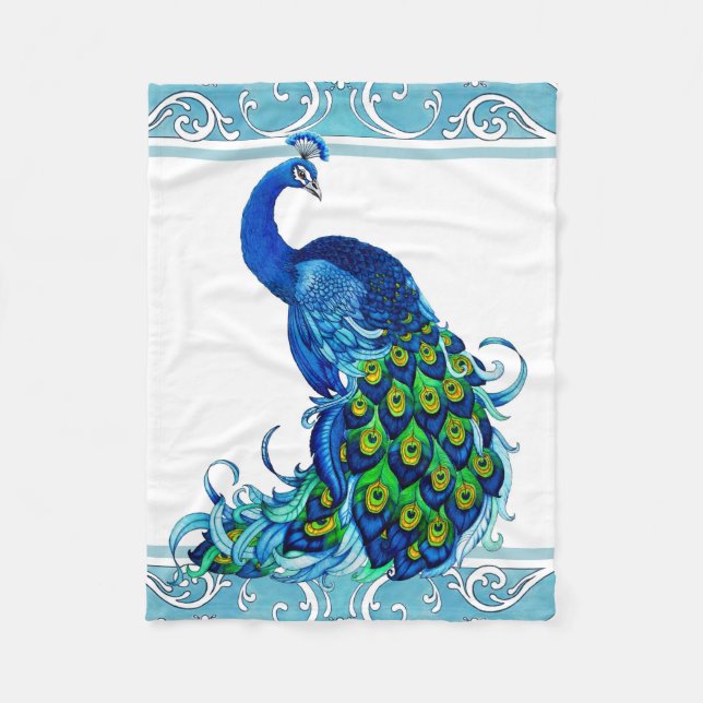 Manta Polar Peacock con borde azul (Anverso)