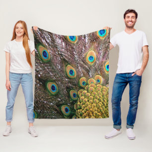 Manta Polar Peacock Feathers Emerald Green y Gold