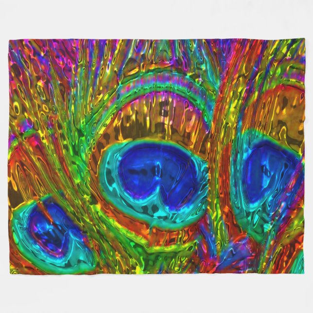 Manta Polar Peacock Feathers Glass Art 1 (Frente (Horizontal))