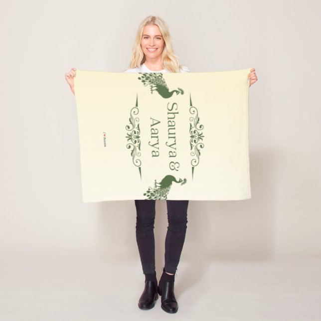Manta Polar #Peacock'sILoveZazzleShaurya y AaryaFleeceBlanket (In situ)