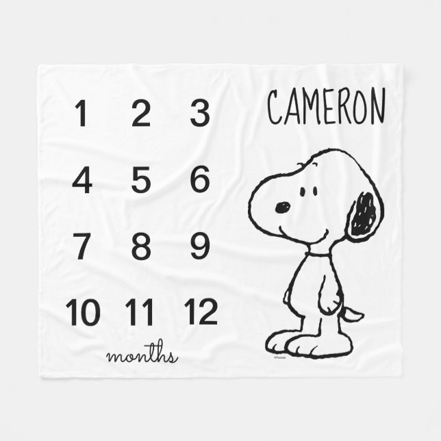 Manta Polar Peanuts Snoopy | Bebé hito mensual (Frente (Horizontal))