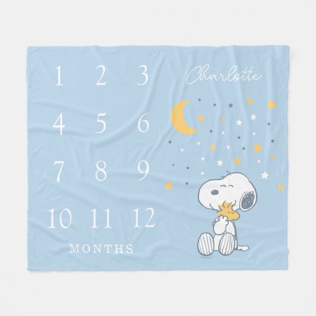 Manta Polar Peanuts Snoopy | Monthly Milestone Baby (Frente (Horizontal))