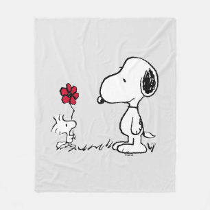 Manta Polar Peanuts   Snoopy & Woodstock Rojo y Negro