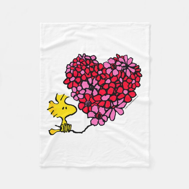 Manta Polar Peanuts - Valentines - Floral Heart  (Anverso)
