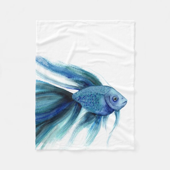 Manta Polar Peces Betta Azul (Anverso)