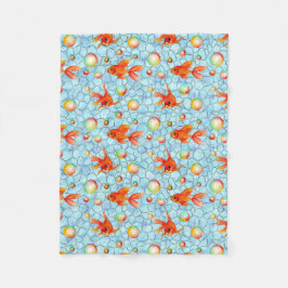 Manta Polar peces dorados y burbujas de jabón.