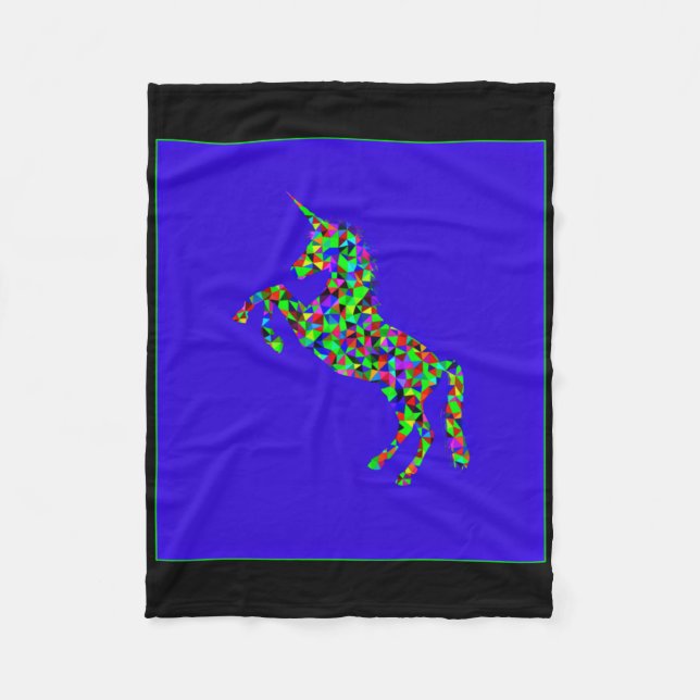 Manta Polar Pegatina azul de unicornio (Anverso)