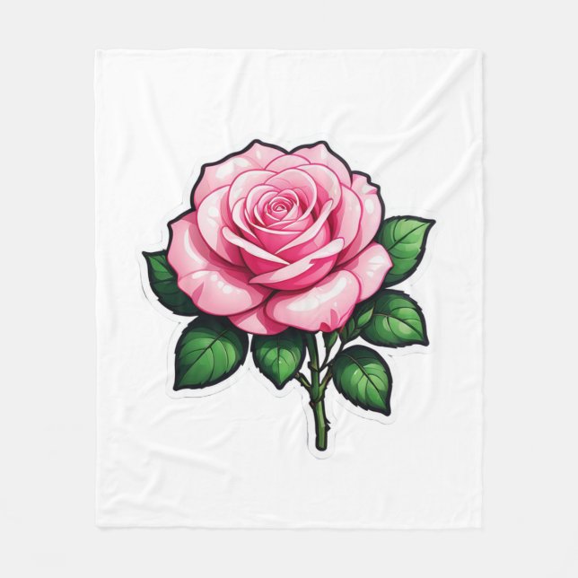 Manta Polar Pegatina de flores rosa rosa transparente (Anverso)