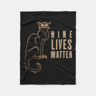 Manta Polar Pegatina de gato negro de nueve vidas