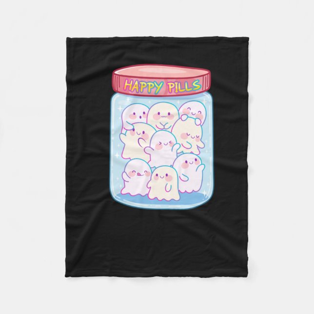 Manta Polar Pegatina Ghosts Happy Pills (Anverso)
