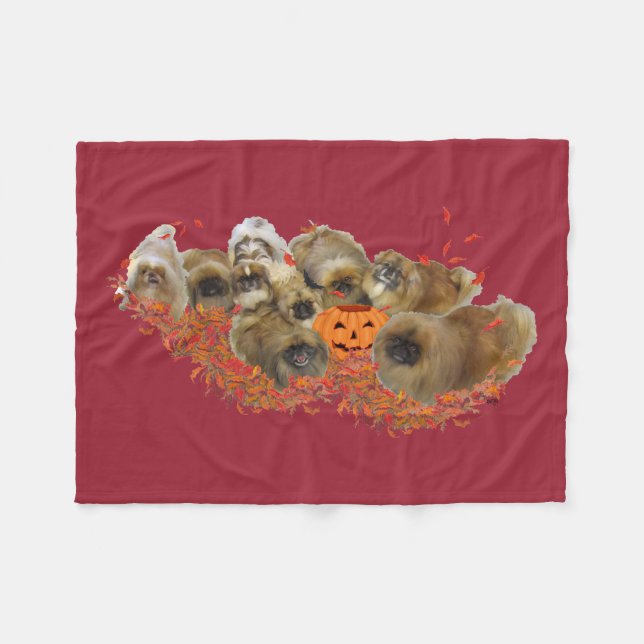 Manta Polar Pekingese Halloween (Frente (Horizontal))