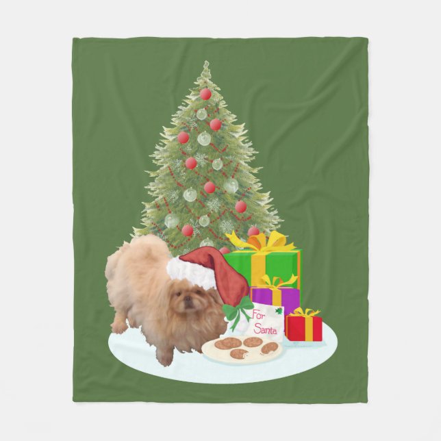 Manta Polar Pekingese Navidad (Anverso)