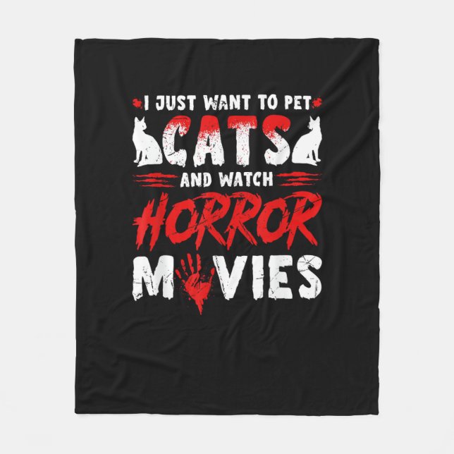 Manta Polar Películas de gatos y horror (Anverso)