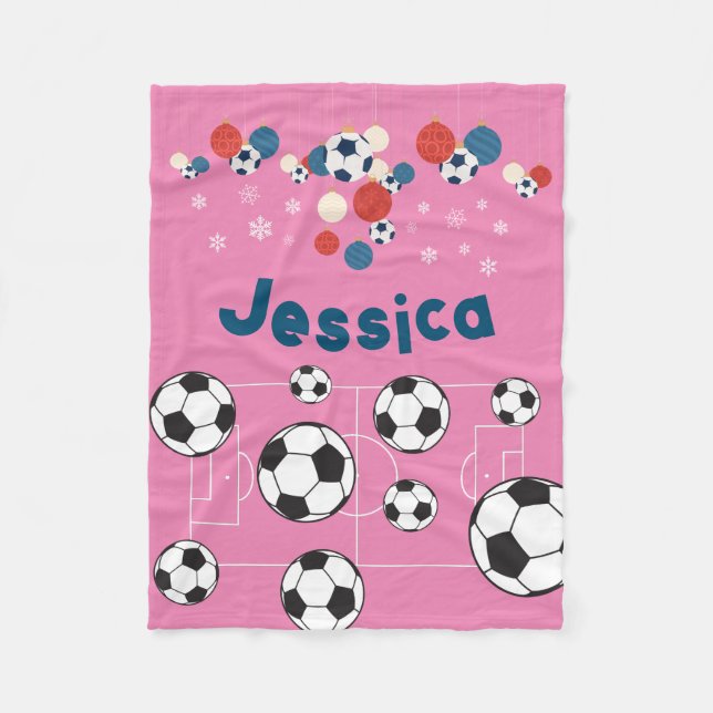 Manta Polar Pelota de fútbol de Navidades personalizados (Anverso)