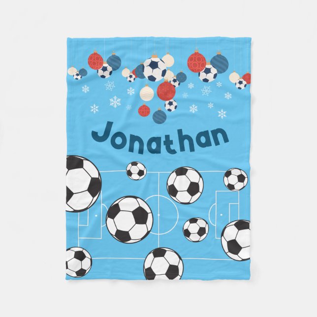 Manta Polar Pelota de fútbol de Navidades personalizados (Anverso)