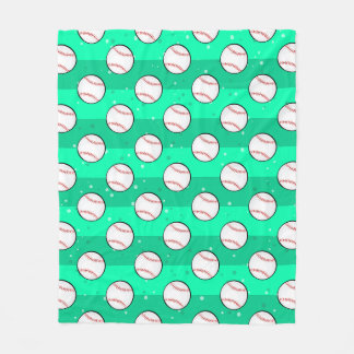 Manta Polar Pelotas de Béisbol - Patrón Continuo sobre Verde A